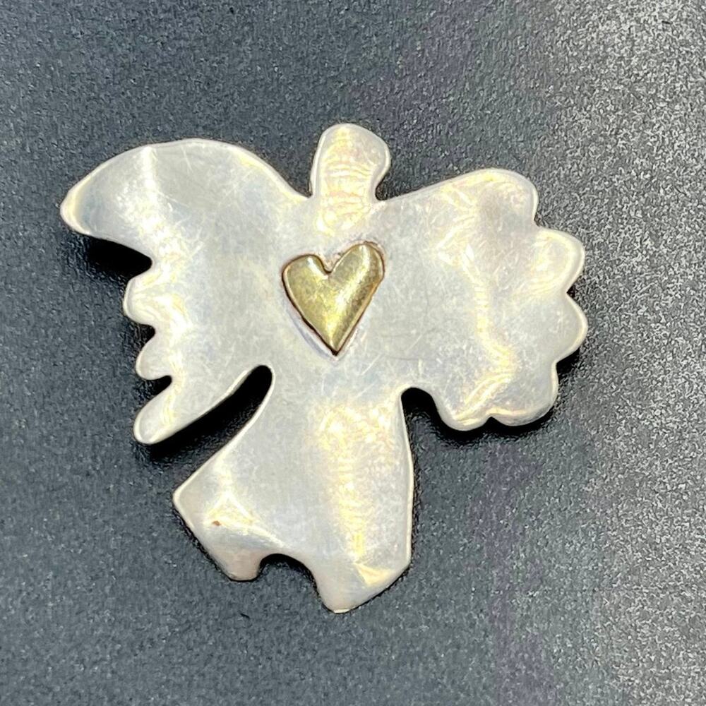 Hark Angel Vintage‎ Signed Sterling Silver T99 4.1g Tested Heart Brooch Pin